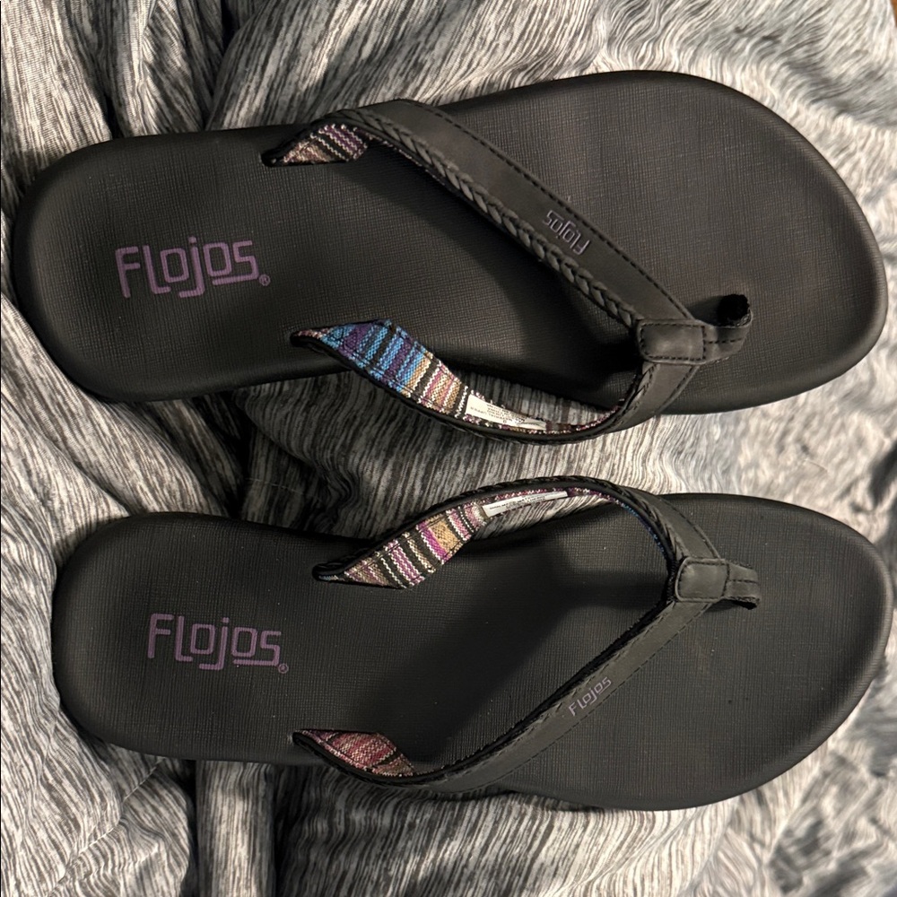 Flojos Women's Sandals with Black and Multicolor Straps